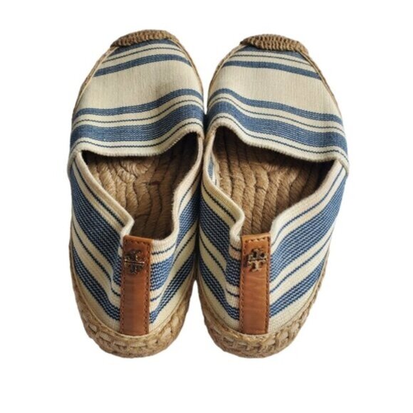 Tory Burch Canvas Cream and Brown Espadrilles Size 6 - Picture 4 of 9